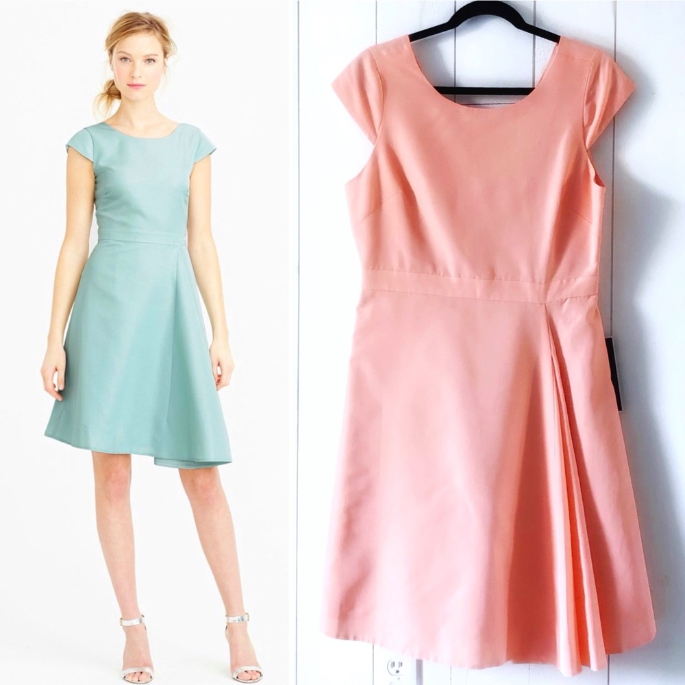 J. Crew Cap-Sleeve Fit-and-Flare Dress in Mint and Coral